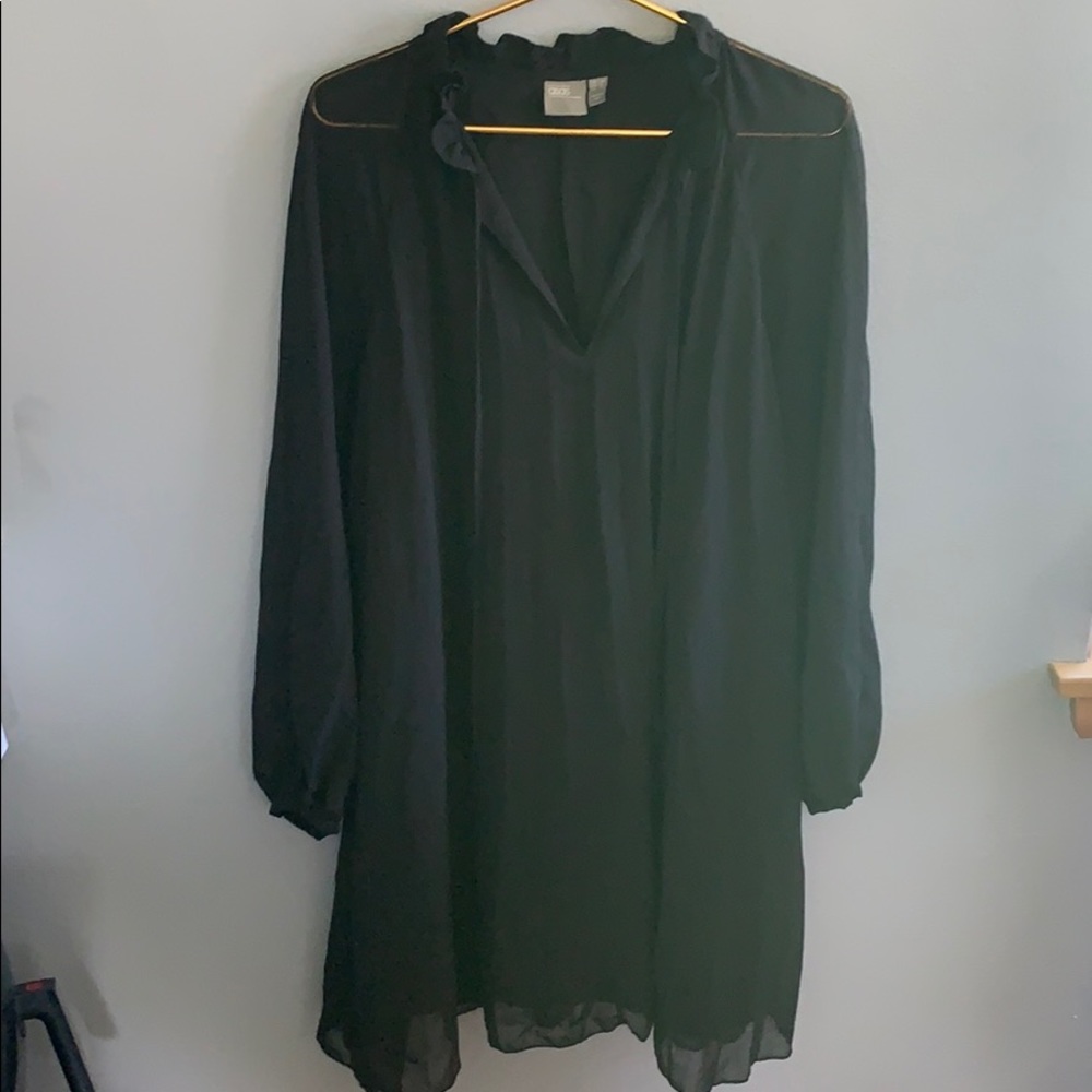 ASOS Black Sheer Vneck Dress